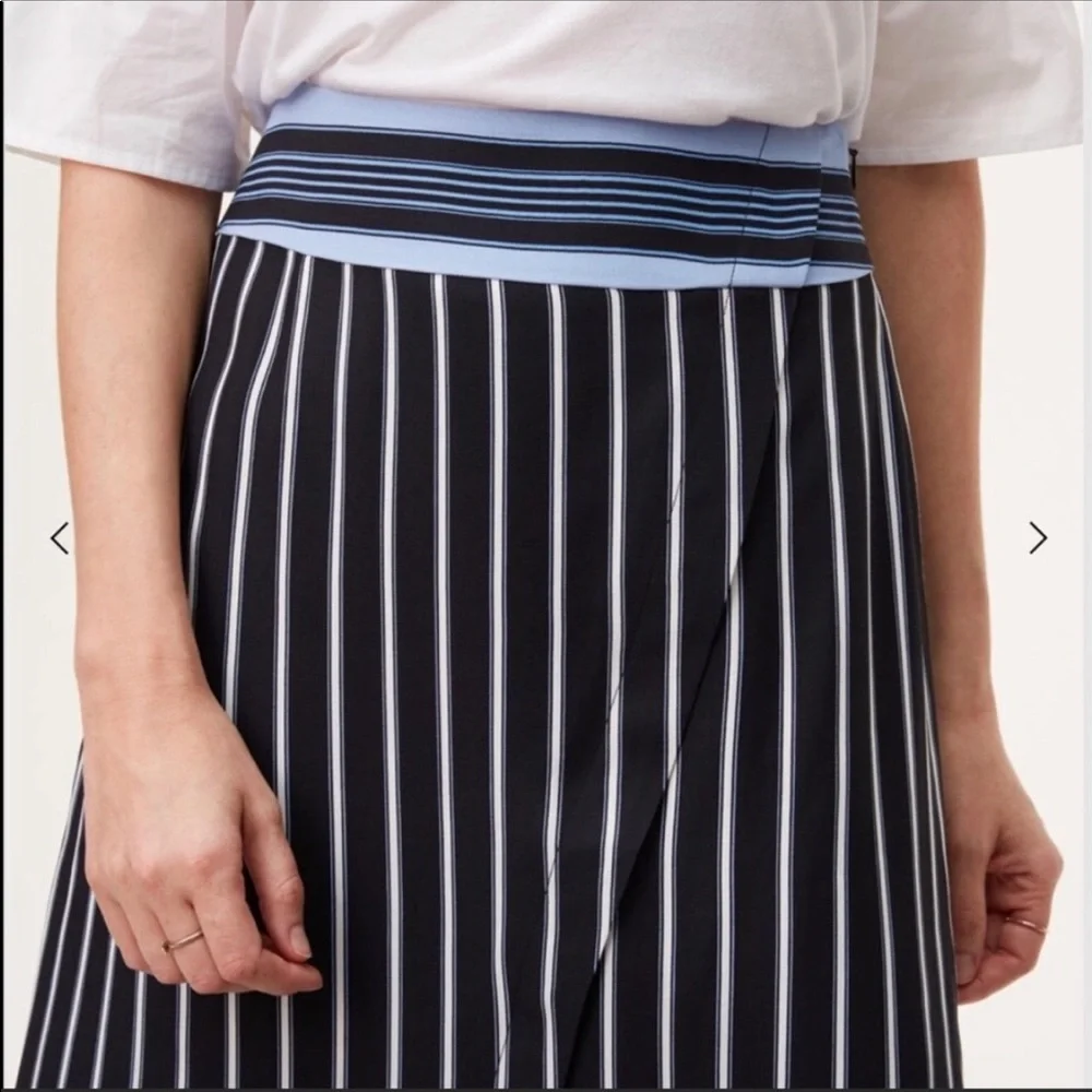 NWOT Ann Taylor Loft Pinstripe Faux Wrap Skirt - Picture 2 of 15